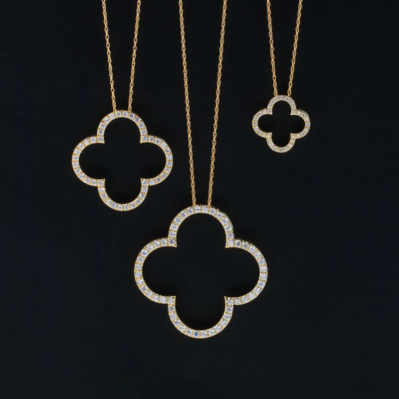 1/6ct - 1ct TDW Diamond Open Clover Necklace in 14k Gold by De Couer sold by Zulily