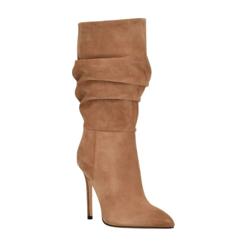 Marc Fisher Ltd. Women's Romy Slouched Pointed Toe High Heel Boots Brown Size 7.5 sold by Zulily