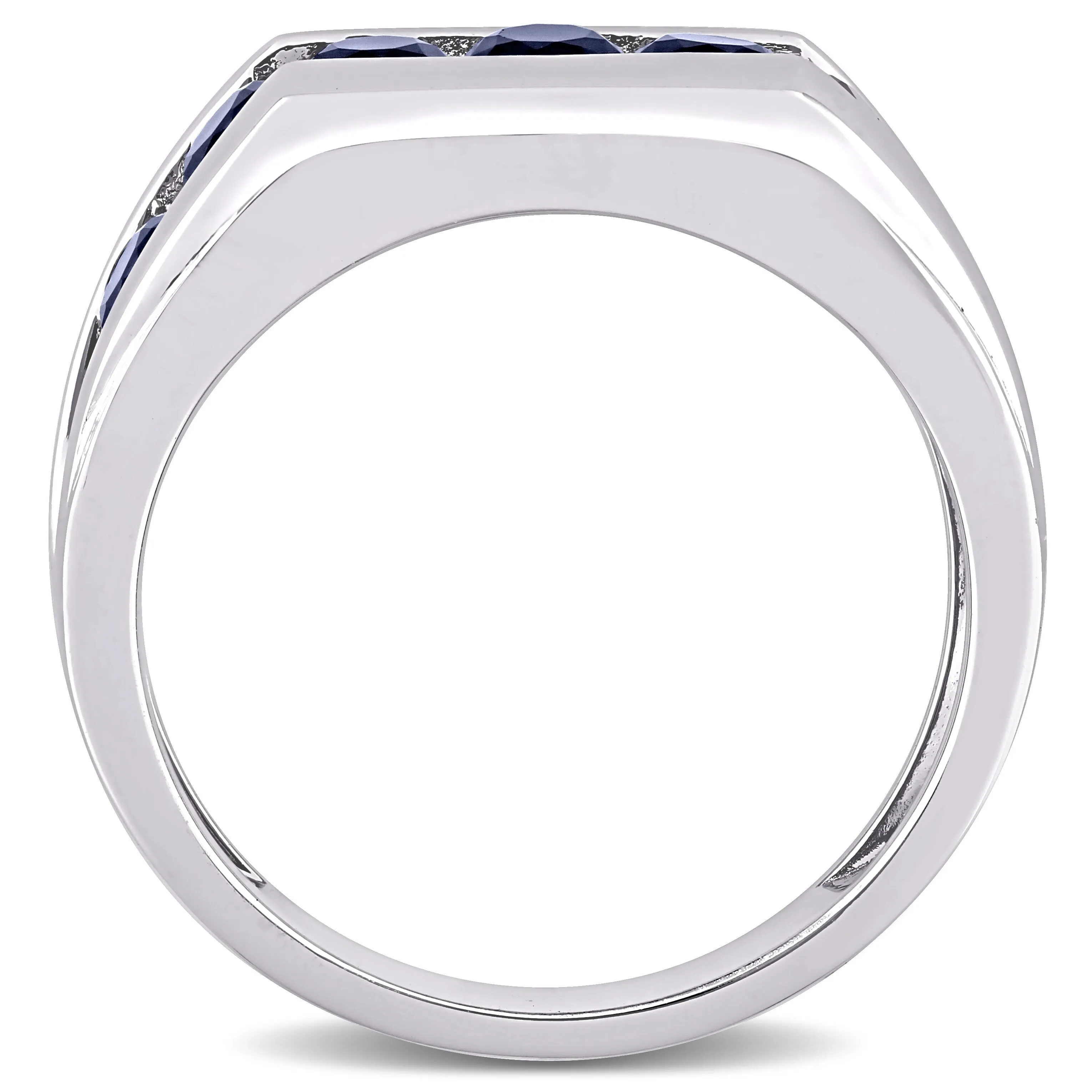 Miadora Men's Sterling Silver Created Blue Sapphire Wedding Band Ring sold by Zulily product image thumbnail 4