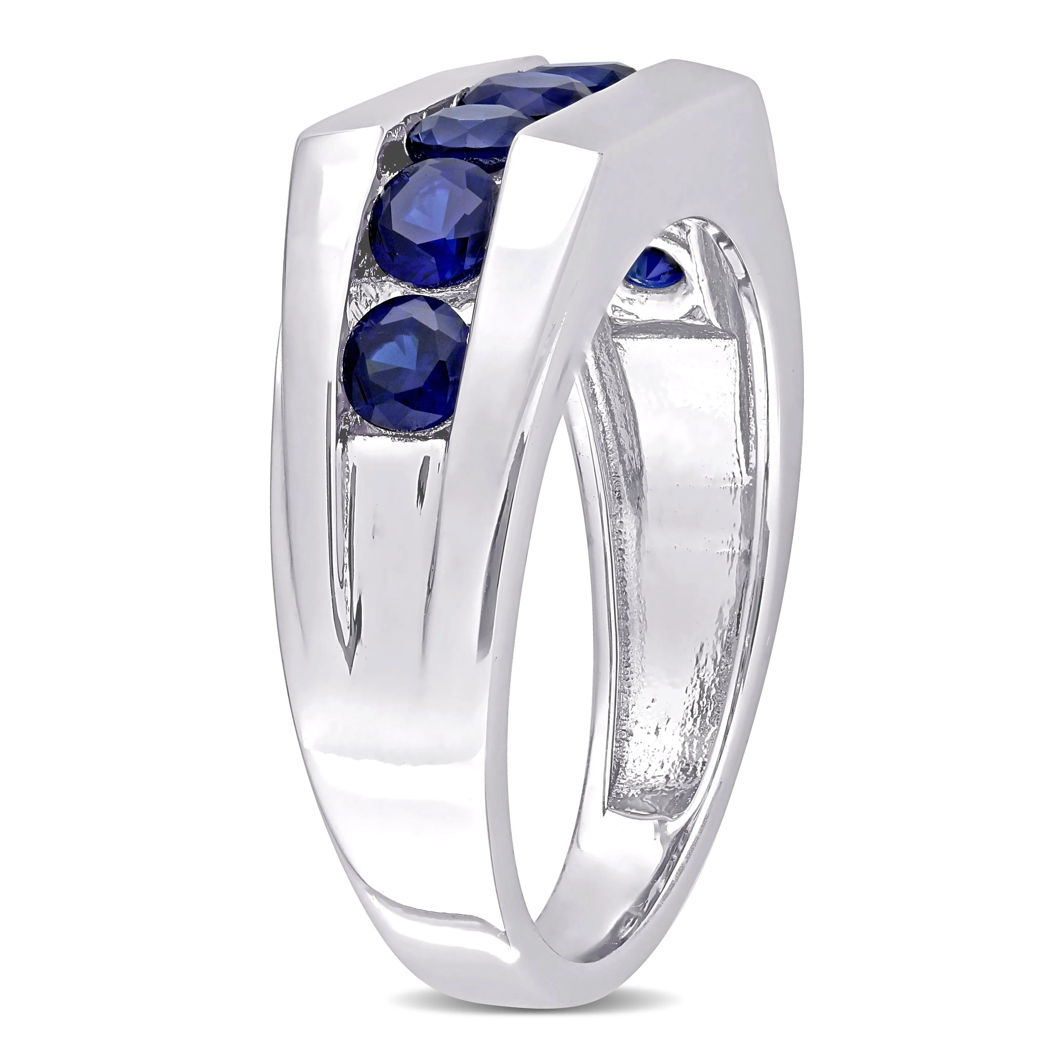 Miadora Men's Sterling Silver Created Blue Sapphire Wedding Band Ring sold by Zulily product image thumbnail 3