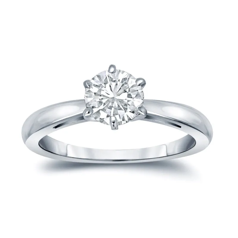 Auriya Platinum 1 1/4ctw Round 6 Prong Solitaire Diamond Engagement Ring Certified sold by Zulily