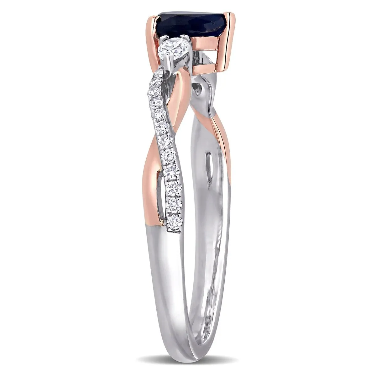 Miadora 14k 2-tone White & Rose Gold Pear-cut Sapphire & 1/5ct Diamond Infinity Engagement Ring sold by Zulily product image thumbnail 2