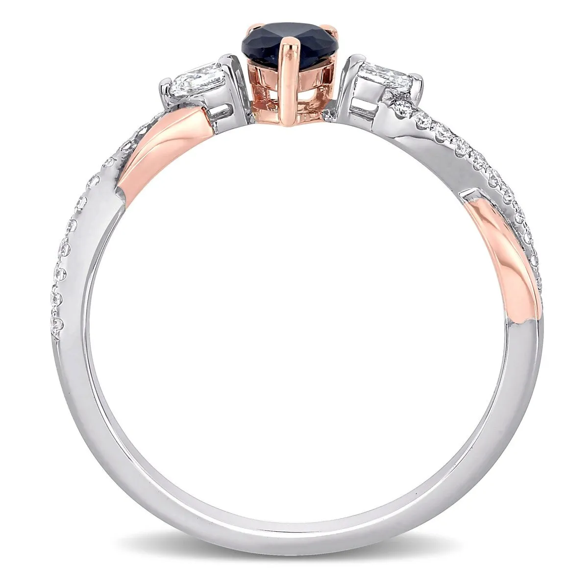 Miadora 14k 2-tone White & Rose Gold Pear-cut Sapphire & 1/5ct Diamond Infinity Engagement Ring sold by Zulily product image thumbnail 3