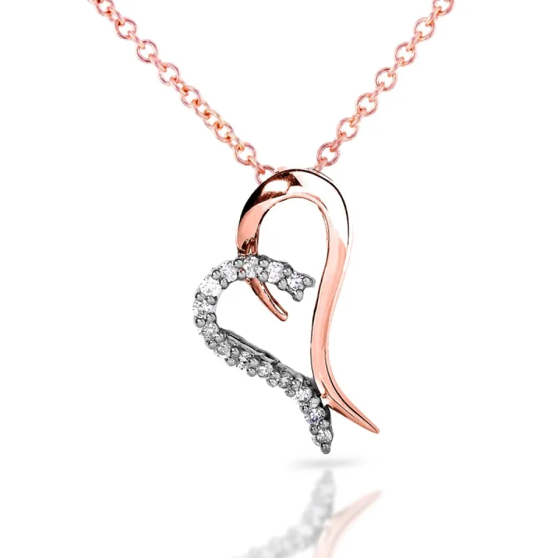 Annello by Kobelli 14k Two-tone Gold Breast Cancer Awareness 1/5ct TDW Diamond Heart Necklace sold by Zulily