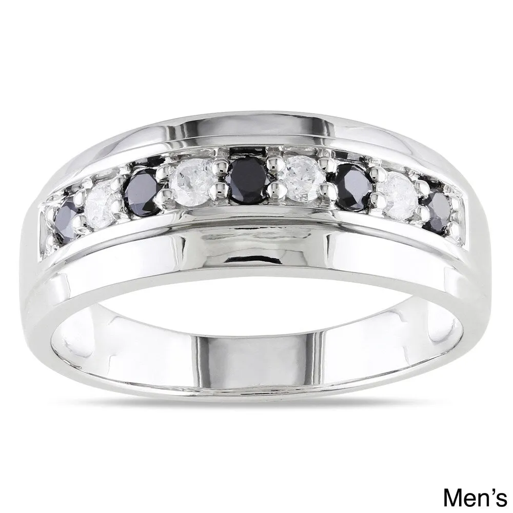 Miadora 10k White Gold 1/2ct TDW Black and White Diamond Ring sold by Zulily product image thumbnail 2