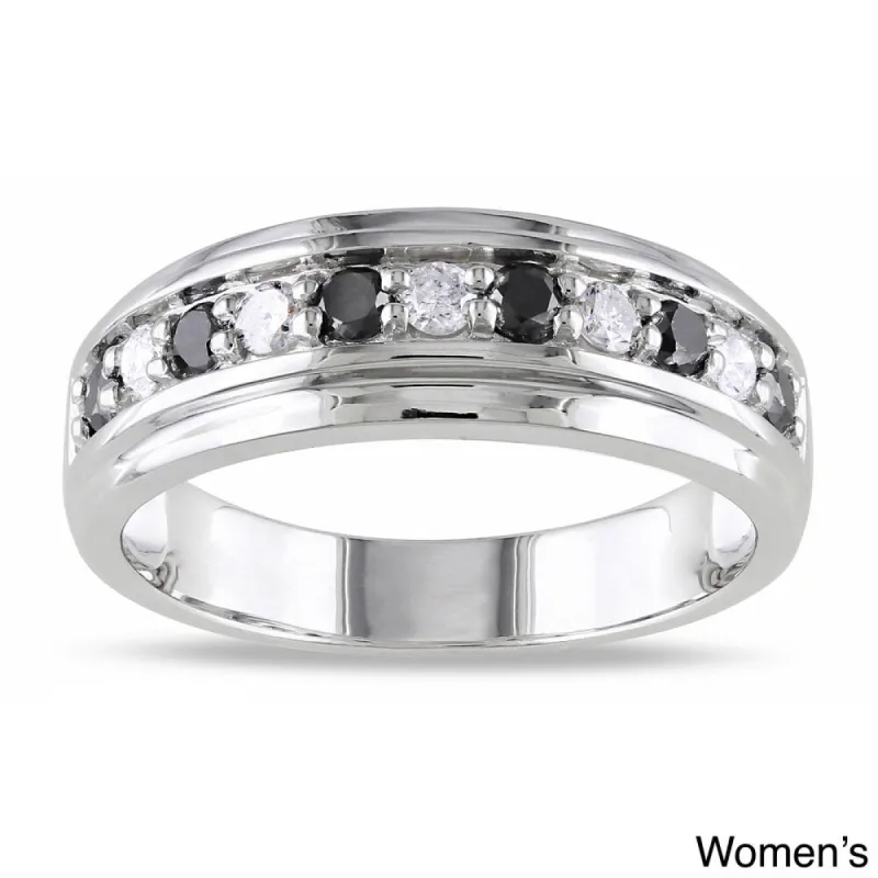Miadora 10k White Gold 1/2ct TDW Black and White Diamond Ring sold by Zulily