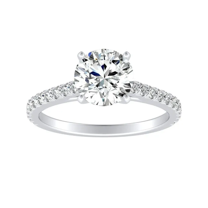 Auriya Round 1 1/2ct Moissanite and 1/3ctw Diamond Engagement Ring 14k Gold sold by Zulily