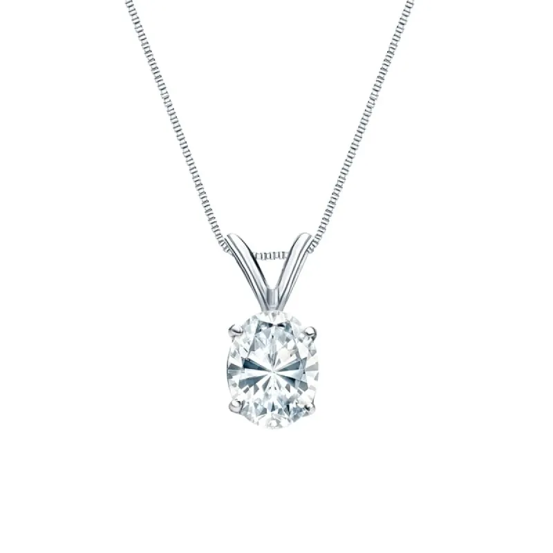 Auriya 14k Gold 0.75ctw Oval Solitaire Lab Grown Diamond Necklace 4-Prong Basket (F-G VS) - 0.75 sold by Zulily