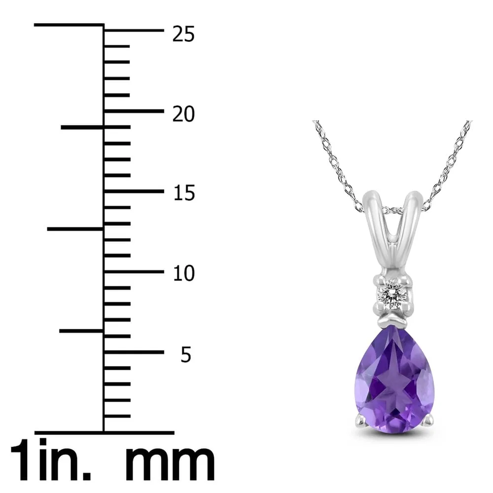14K White Gold 6x4MM Pear Amethyst and Diamond Pendant sold by Zulily product image thumbnail 3