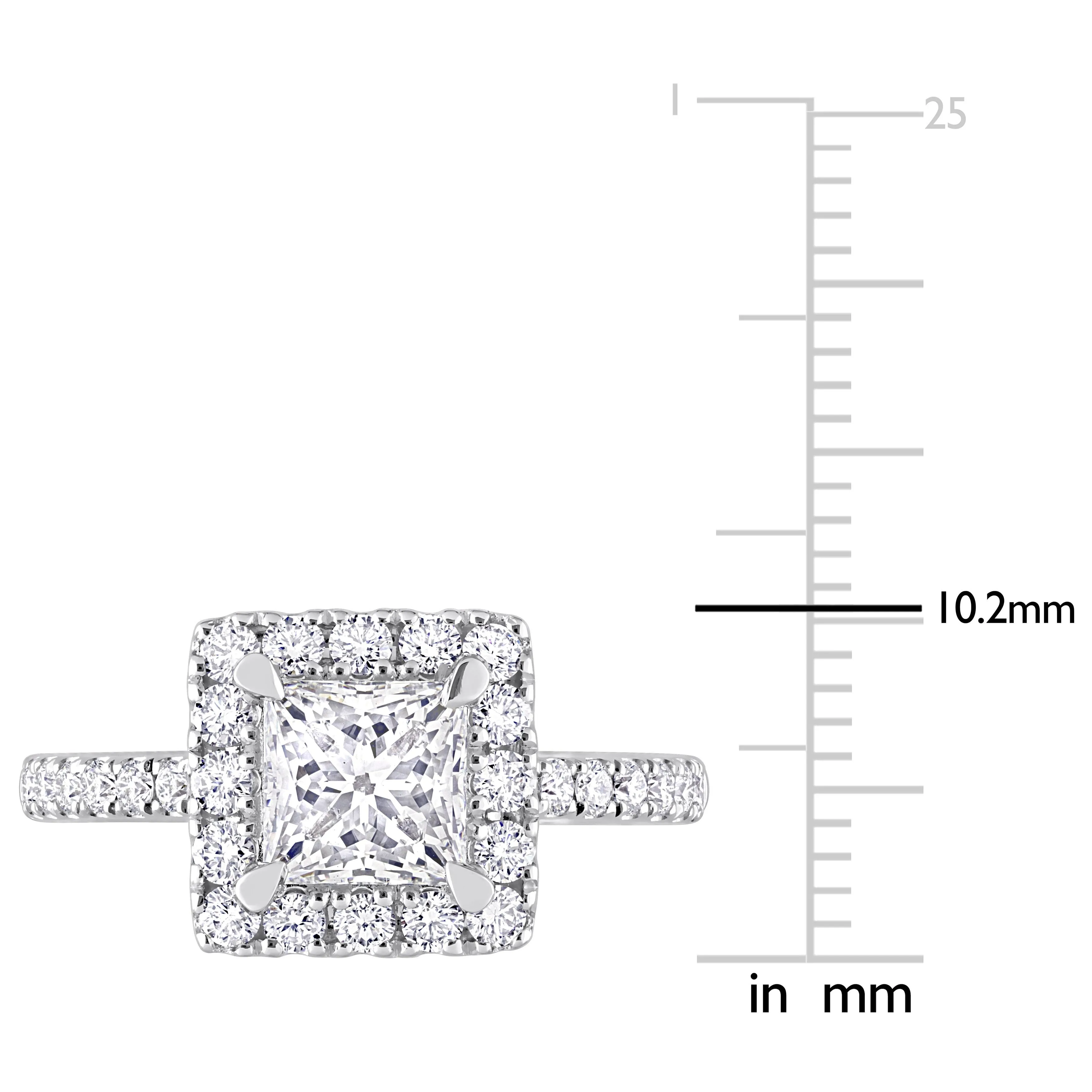 Created Forever 2ct TDW Princess-Cut Lab-Grown Diamond with Tsavorite Accent Halo Engagement Ring in 14k White Gold sold by Zulily product image thumbnail 4