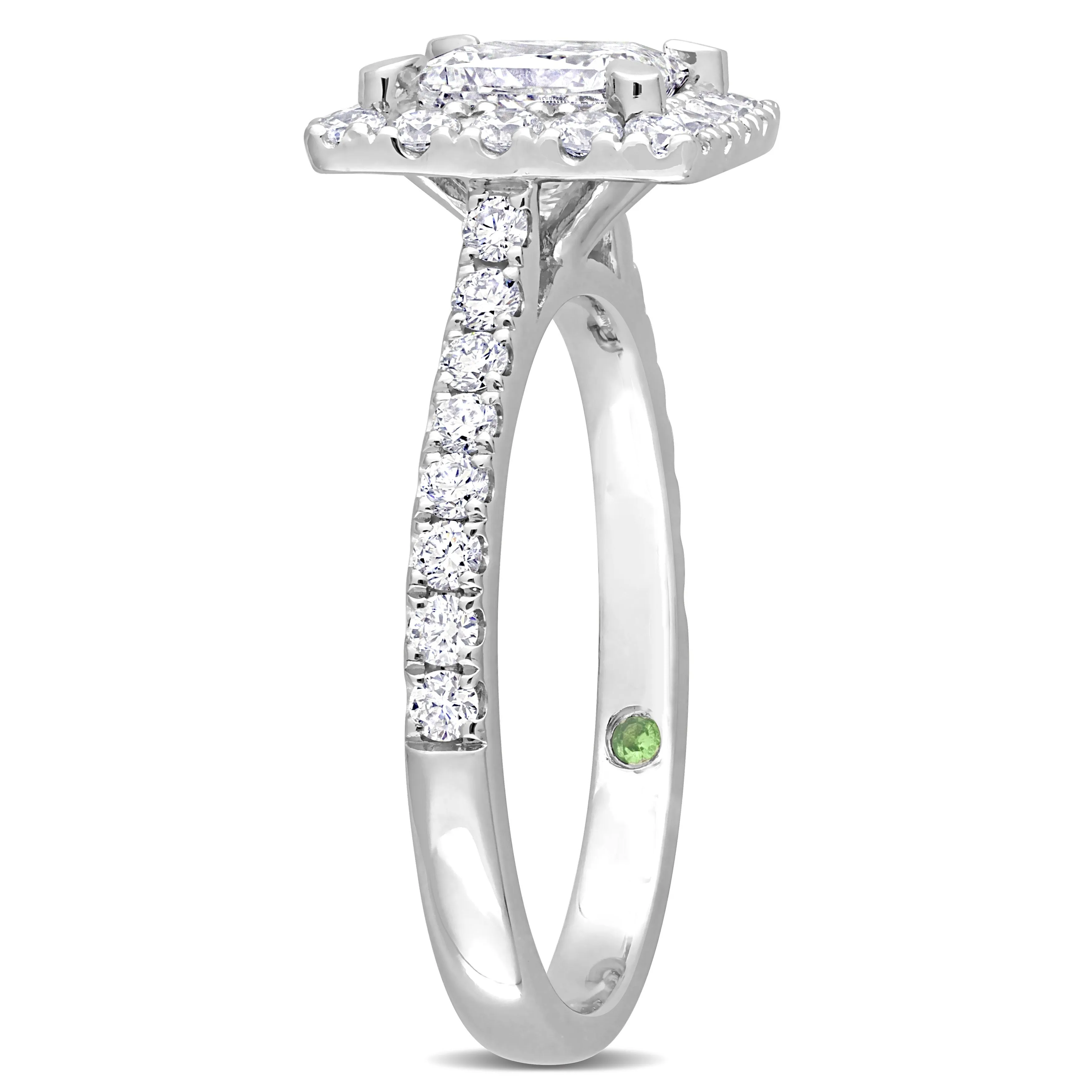 Created Forever 2ct TDW Princess-Cut Lab-Grown Diamond with Tsavorite Accent Halo Engagement Ring in 14k White Gold sold by Zulily product image thumbnail 3