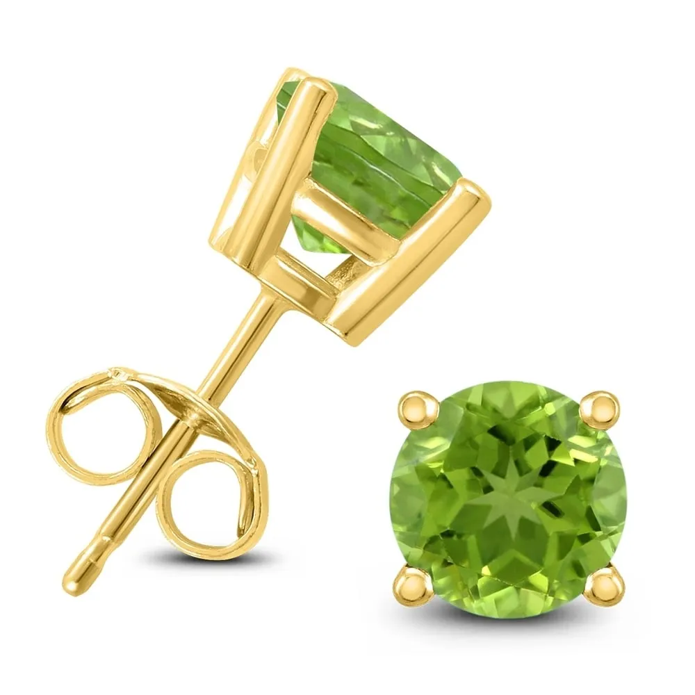 14K Yellow Gold 7MM Round Peridot Earrings sold by Zulily