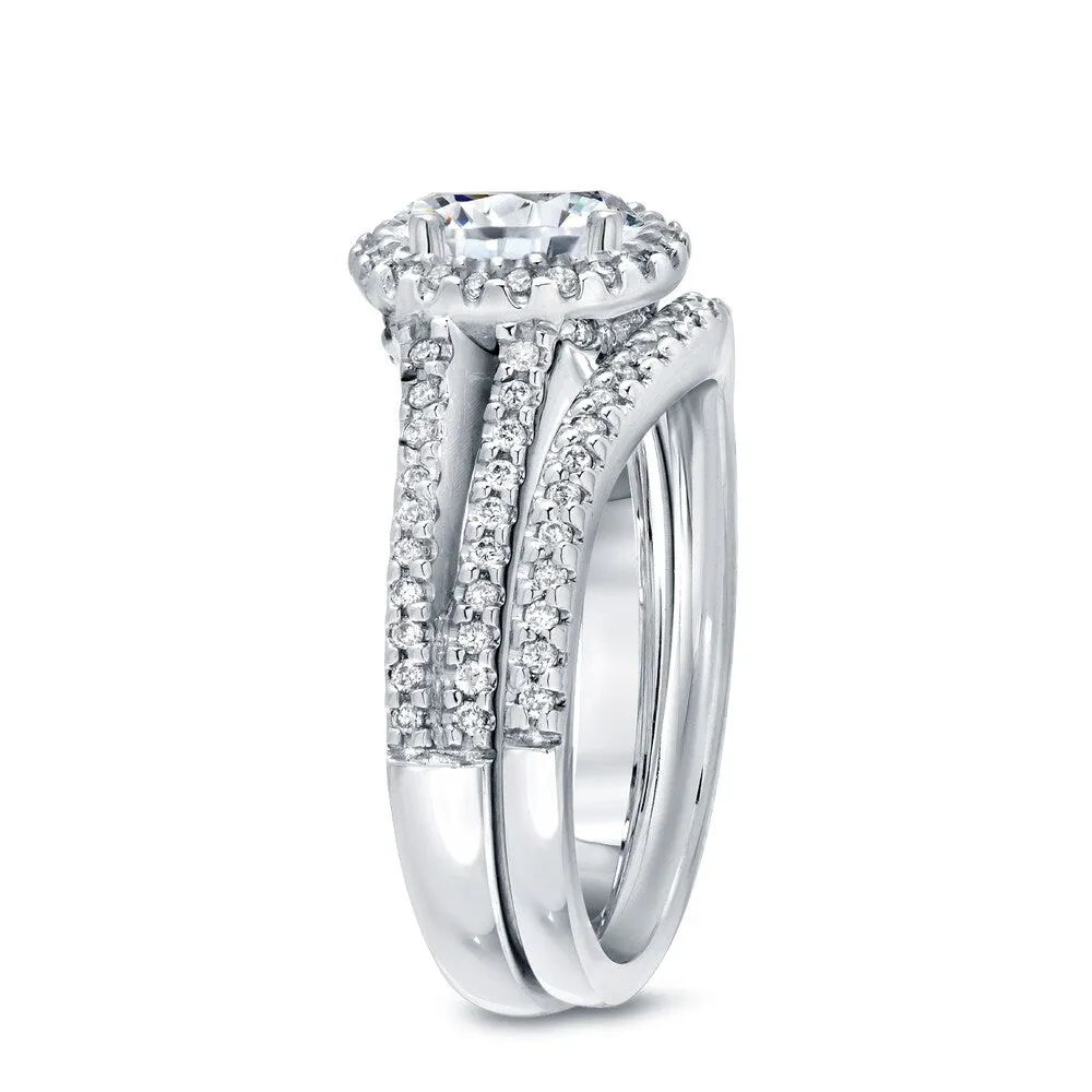 Auriya 14k Gold 2ctw Modern Round Halo Diamond Engagement Ring Set sold by Zulily product image thumbnail 3