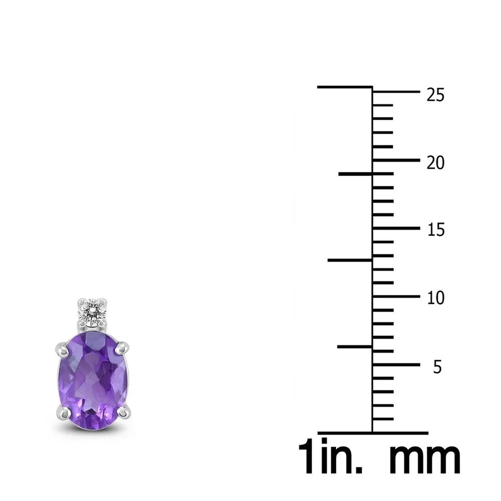 14K White Gold 8x6MM Oval Amethyst and Diamond Earrings sold by Zulily product image thumbnail 2