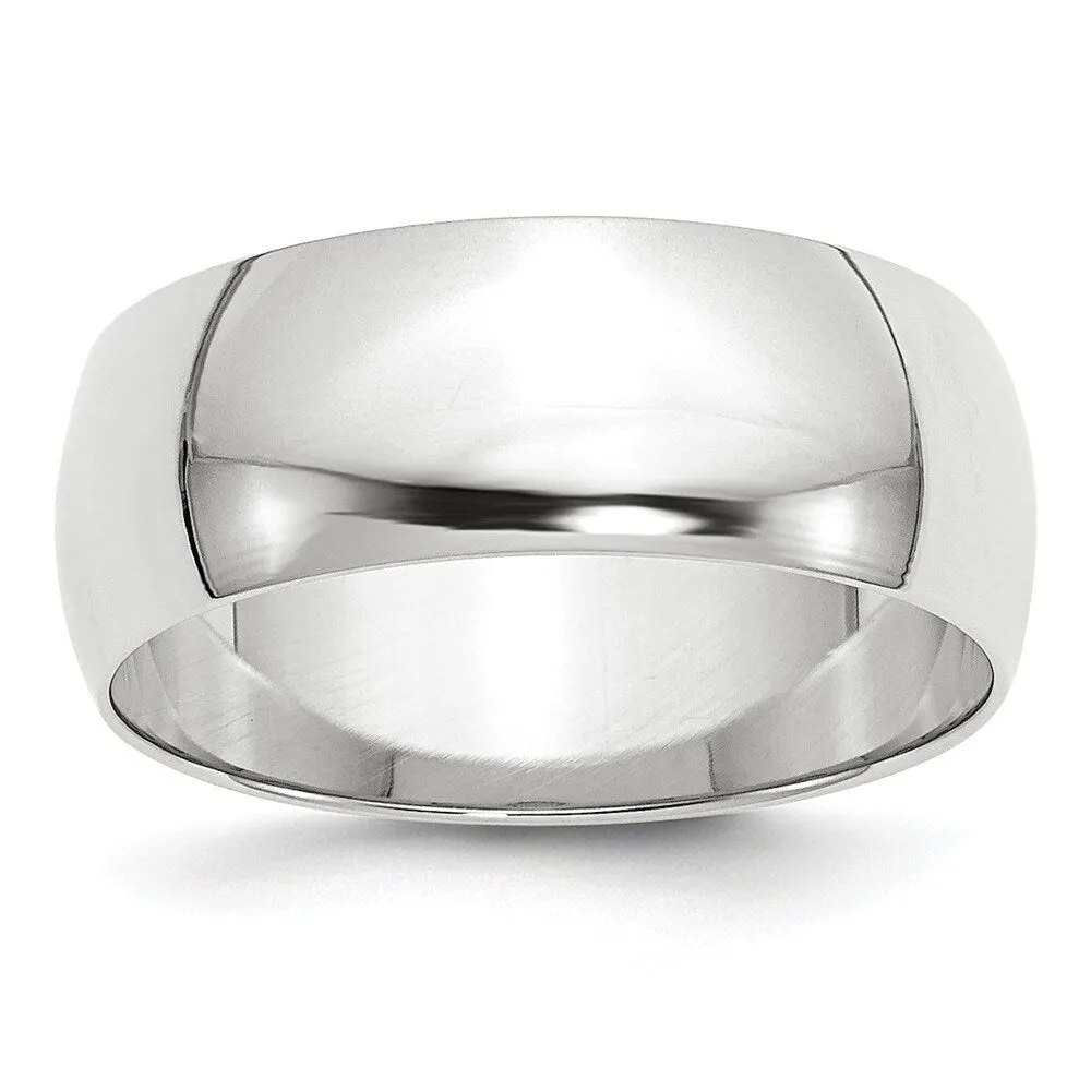 Curata 10k White Gold Unisex 8 mm Half-Round Light Wedding Band (sizes 4-14) sold by Zulily