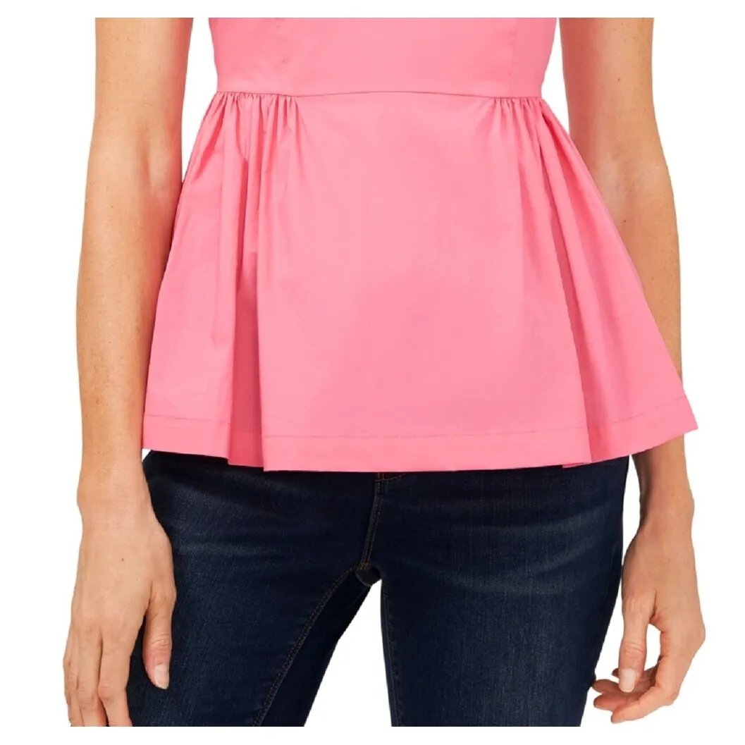 CeCe Women's Peplum Puff Sleeve Cotton Top Pink Size Medium sold by Zulily product image thumbnail 3