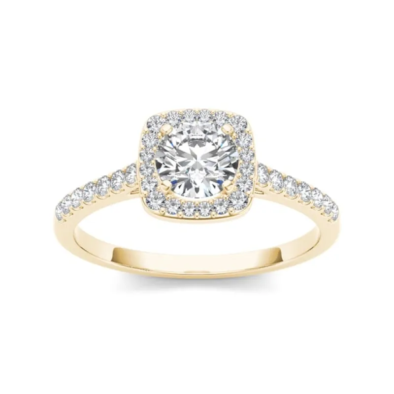 De Couer 14k Yellow Gold 1ct TDW Diamond SIngle Halo Engagement Ring sold by Zulily
