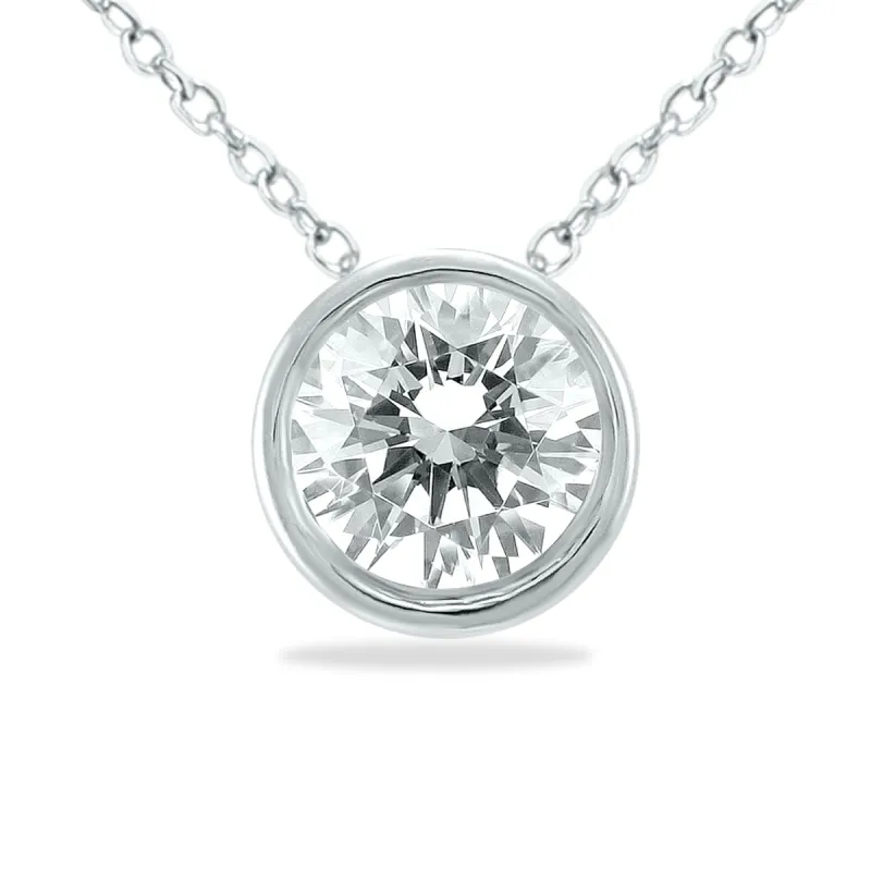 1/3 Carat Diamond Bezel Pendant in 14K White Gold sold by Zulily