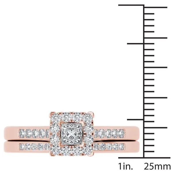 De Couer 10k Rose Gold 1/2ct TDW Diamond Halo Engagement Ring Set with One Band - Pink sold by Zulily product image thumbnail 4