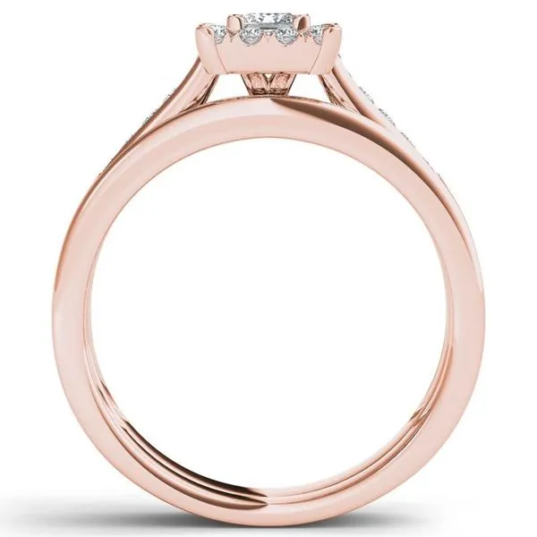 De Couer 10k Rose Gold 1/2ct TDW Diamond Halo Engagement Ring Set with One Band - Pink sold by Zulily product image thumbnail 3