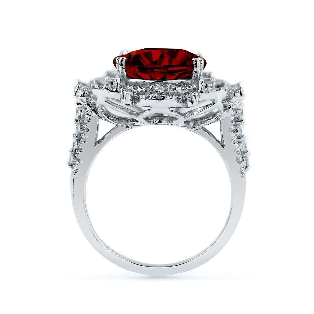 Auriya 4 7/8ct Oval-cut Red Garnet Halo Diamond Ring 1cttw 18k Gold sold by Zulily product image thumbnail 4