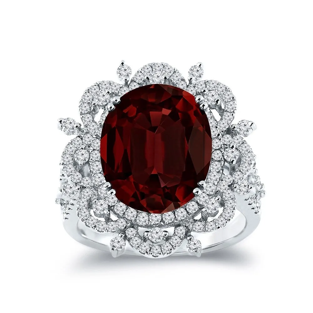 Auriya 4 7/8ct Oval-cut Red Garnet Halo Diamond Ring 1cttw 18k Gold sold by Zulily