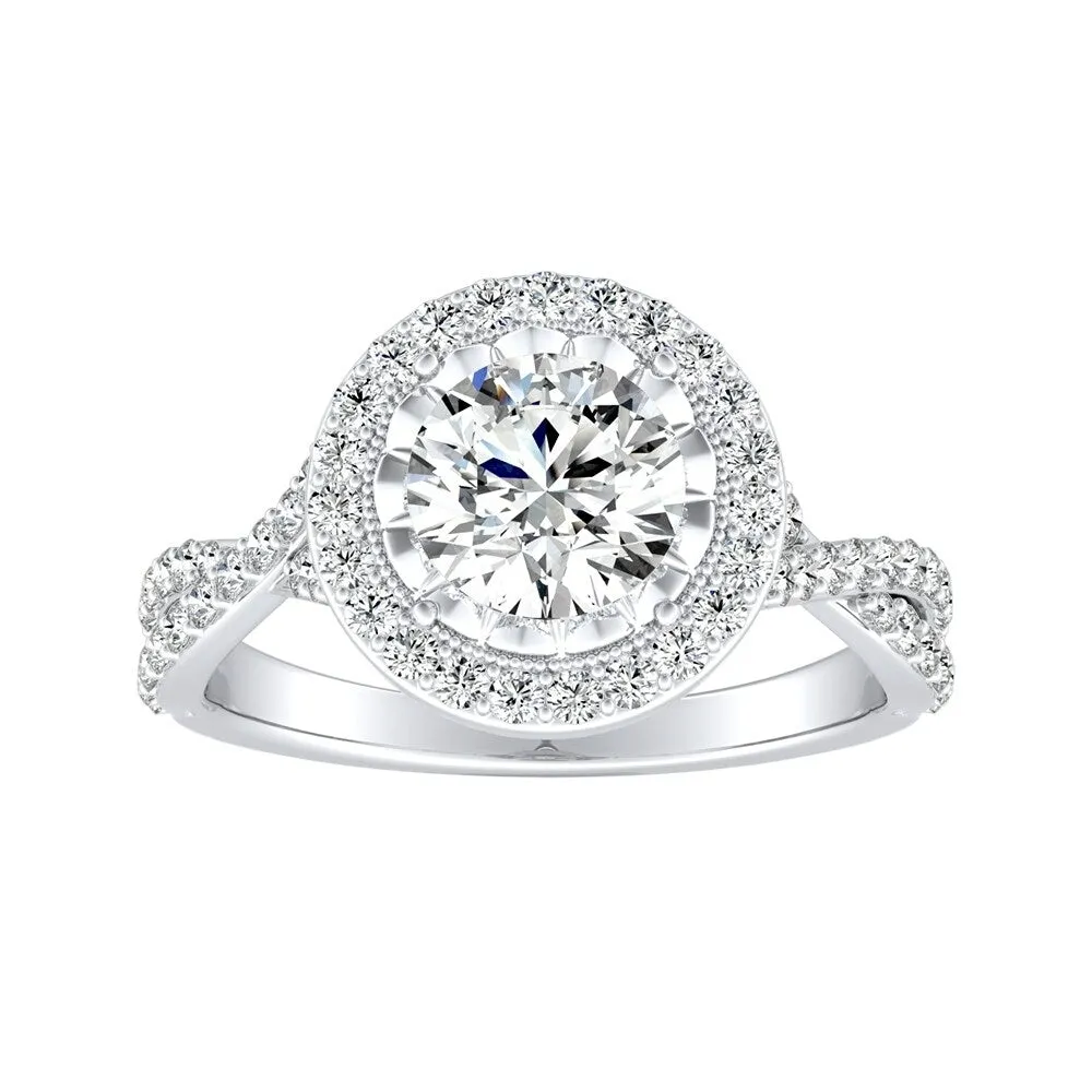 Auriya 14k Gold Vintage 4ct Moissanite Halo Diamond Engagement Ring 3/8ctw sold by Zulily