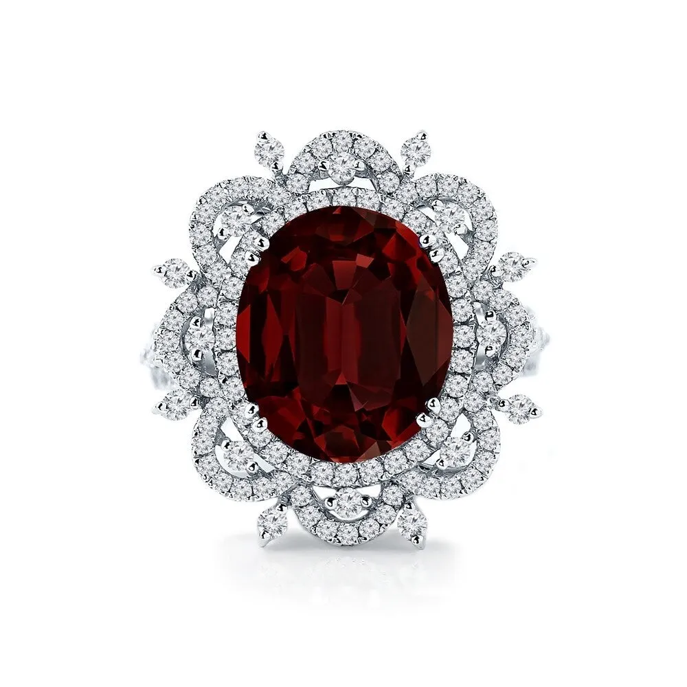 Auriya 4 7/8ct Oval-cut Red Garnet Halo Diamond Ring 1cttw 18k Gold sold by Zulily product image thumbnail 2