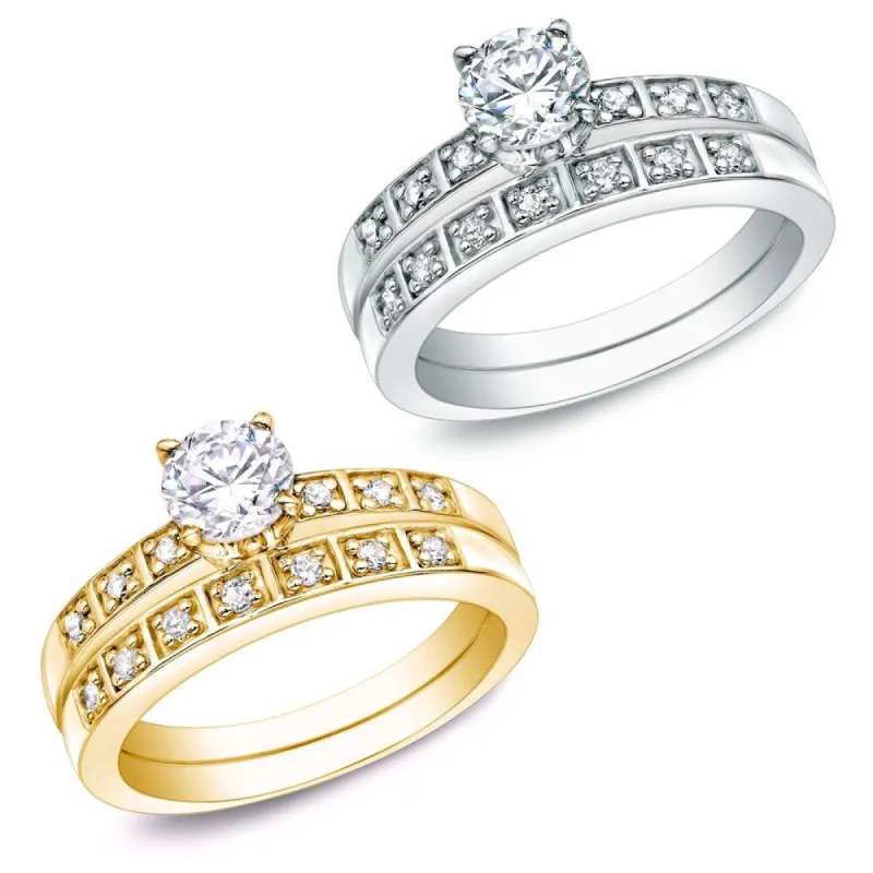 Auriya 1ct TDW Round Diamond Engagement Ring Set 14k Gold sold by Zulily