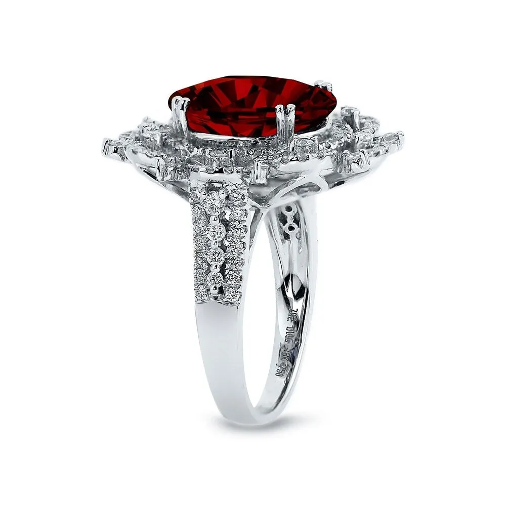 Auriya 4 7/8ct Oval-cut Red Garnet Halo Diamond Ring 1cttw 18k Gold sold by Zulily product image thumbnail 3