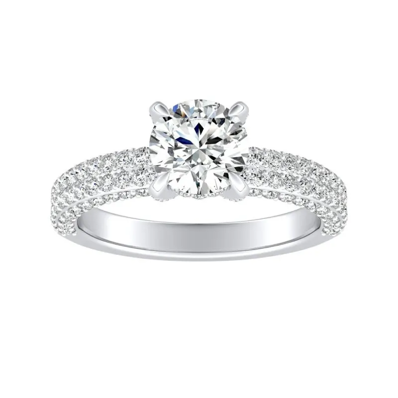 Auriya 14k Gold 1ct Moissanite and Pave Diamond Engagement Ring 7/8ctw sold by Zulily