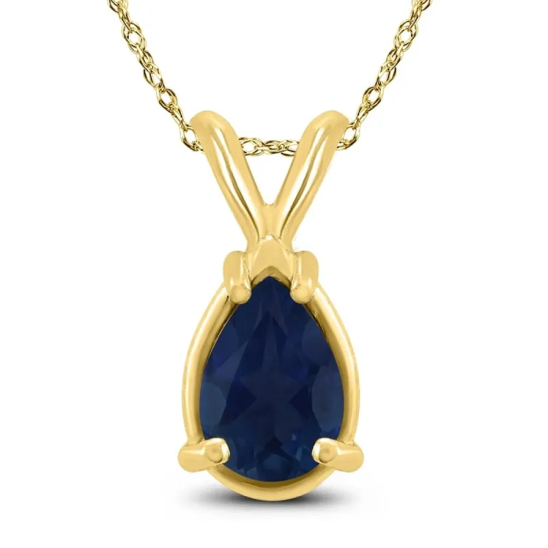 14K Yellow Gold 6x4MM Pear Sapphire Pendant sold by Zulily