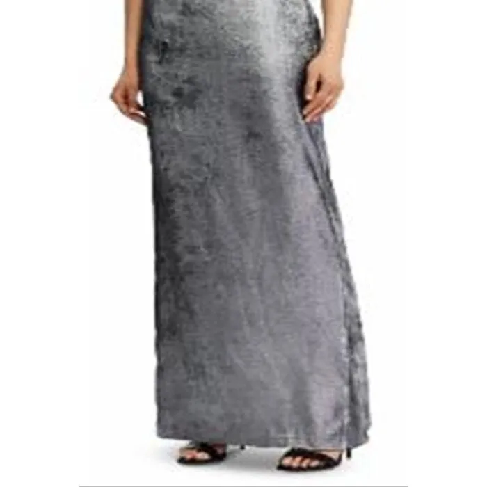 Ralph Lauren Women's Sleeveless Asymmetrical Neckline Maxi Evening Sheath Dress Gray Size 10 sold by Zulily product image thumbnail 2