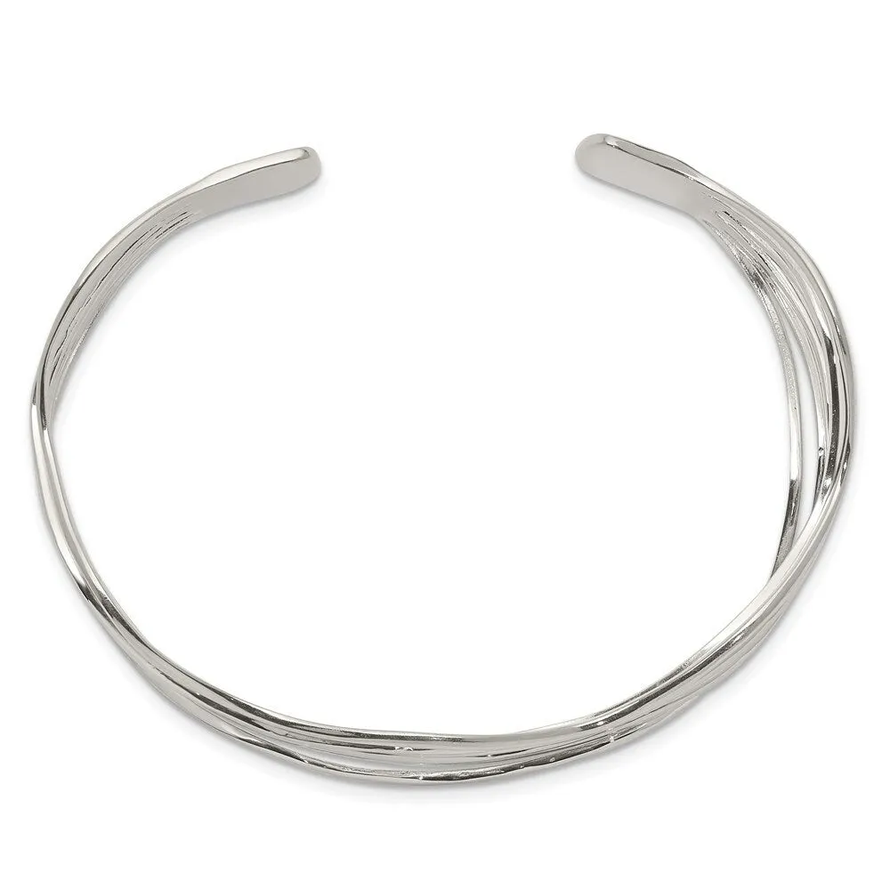 Curata 925 Sterling Silver 21mm Flexible Wavy Strands Adjustable Cuff Bangle Bracelet sold by Zulily product image thumbnail 3