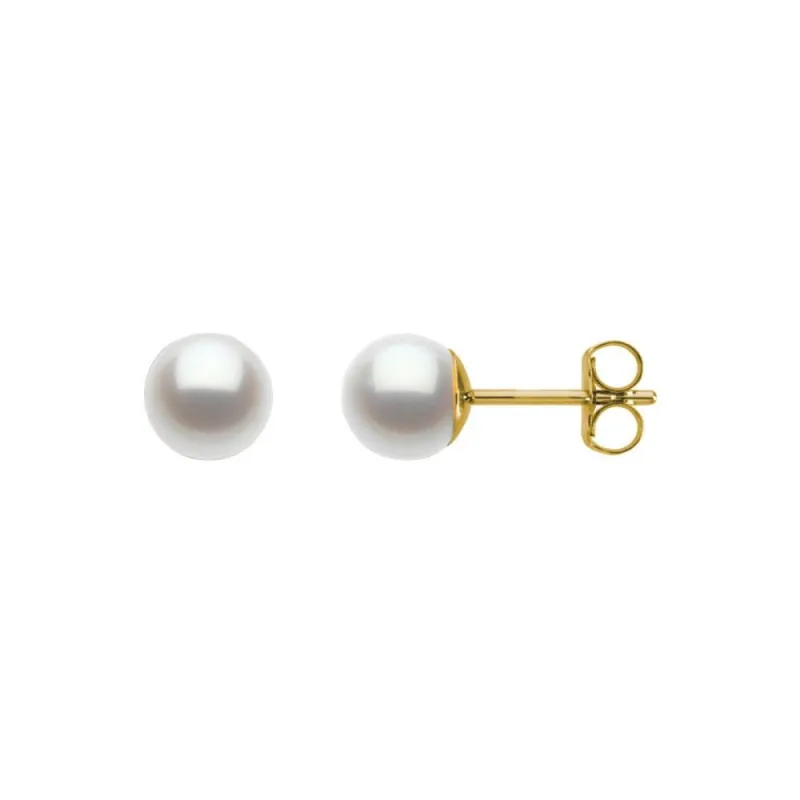 Curata 14k Yellow Gold 06-6.5mm Polished Freshwater Cult Pearl Earrings sold by Zulily