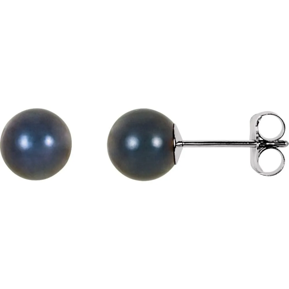 Curata 14k White 6mm Akoya Cultured Black Pearl Earrings sold by Zulily