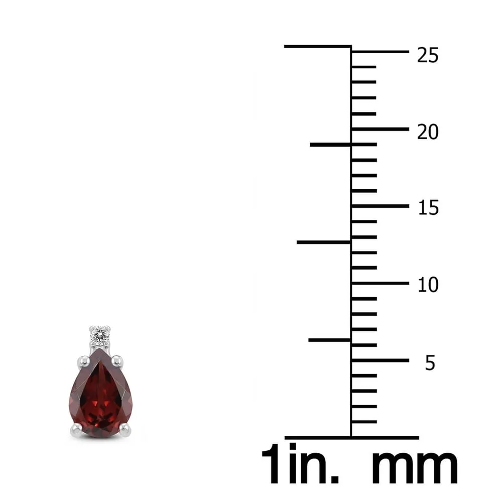 14K White Gold 6x4MM Pear Garnet and Diamond Earrings sold by Zulily product image thumbnail 2