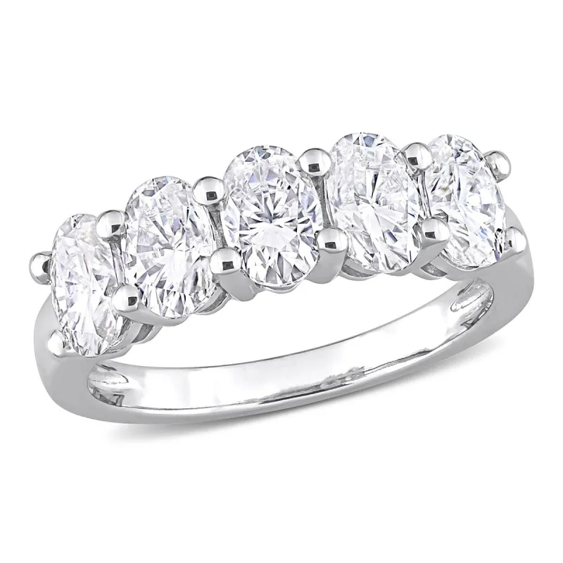 Miadora 2 1/2ct DEW Oval-cut Moissanite 5-Stone Semi-Eternity Band Ring in 10k White Gold sold by Zulily
