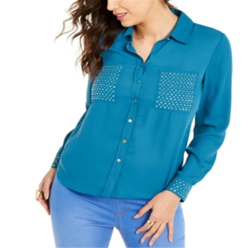 Thalia Sodi Women's Studded Shirt Blue Size Large sold by Zulily