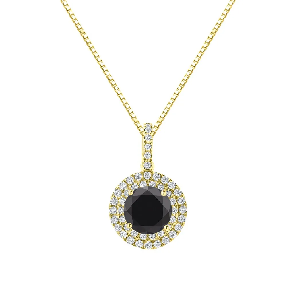 Auriya 2 3/5ctw Round Black Diamond Halo Necklace 14k Gold (H-I, SI1-SI2) sold by Zulily product image thumbnail 2