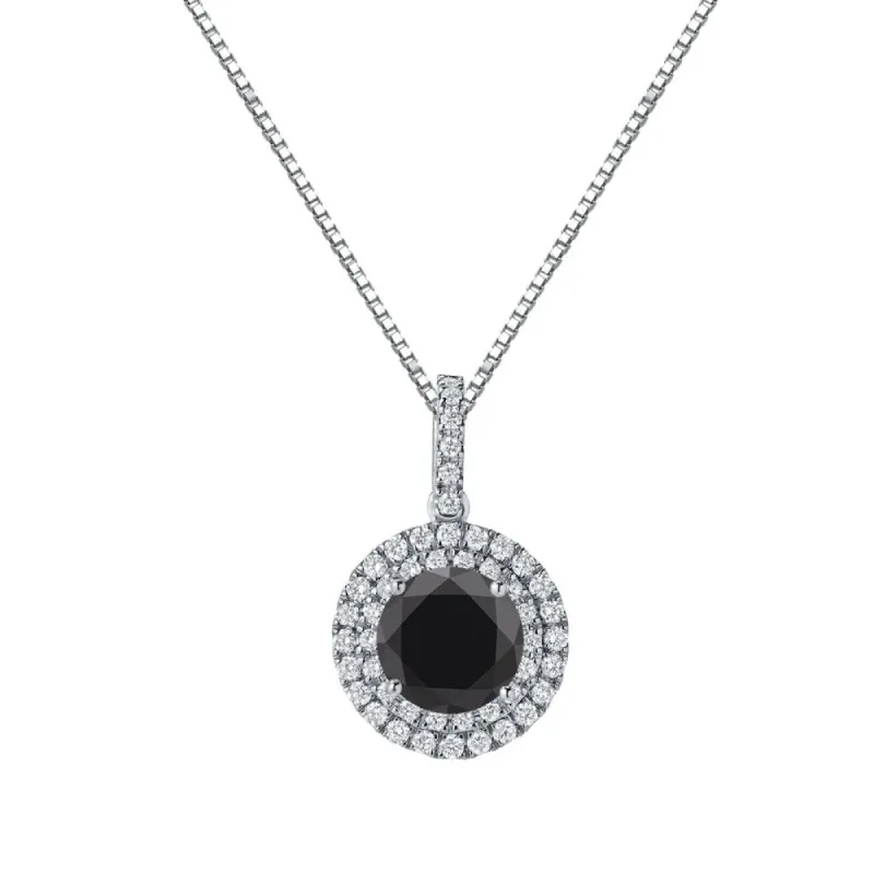 Auriya 2 3/5ctw Round Black Diamond Halo Necklace 14k Gold sold by Zulily
