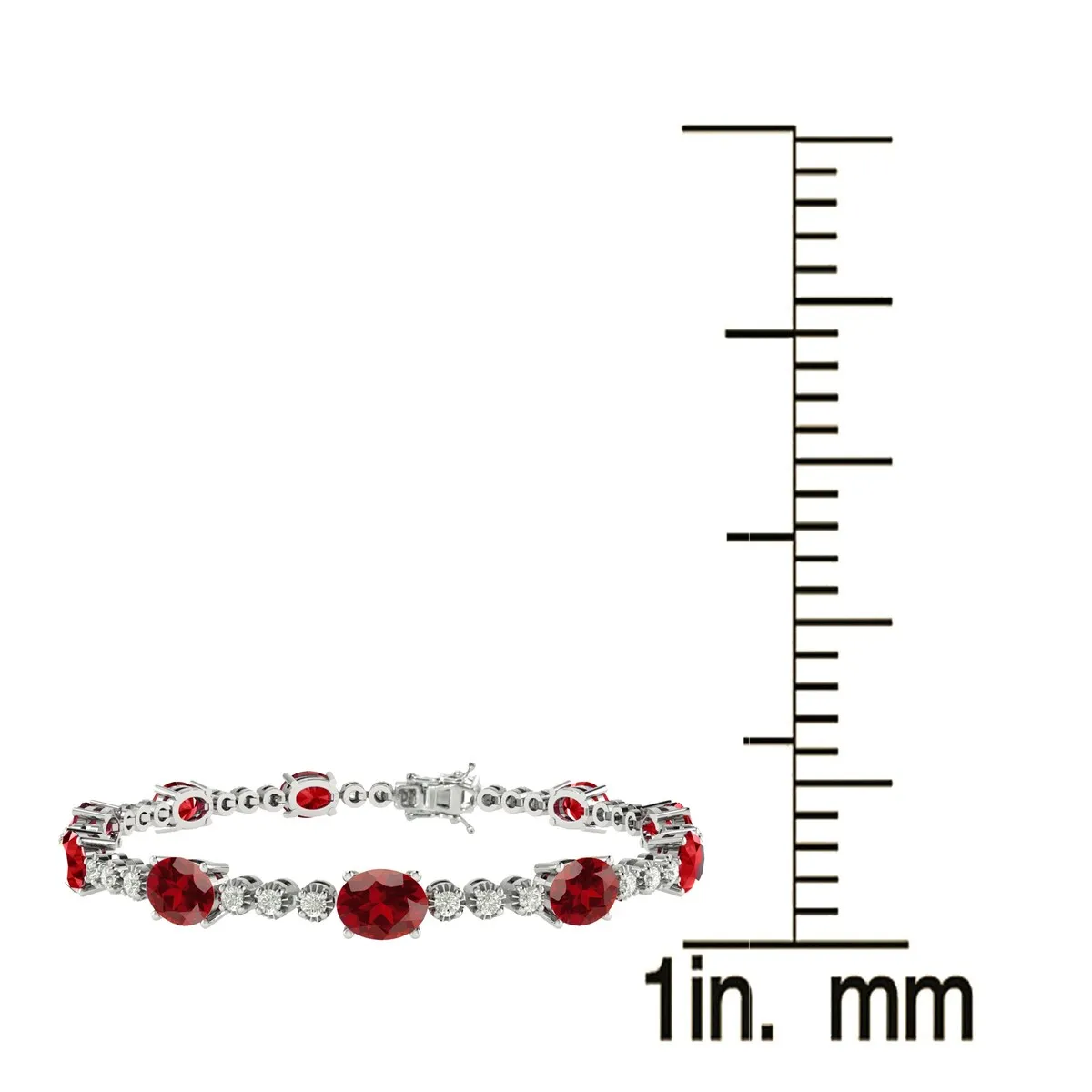 Sterling Silver with Garnet and White Topaz Tennis Bracelet-7.25" sold by Zulily product image thumbnail 2