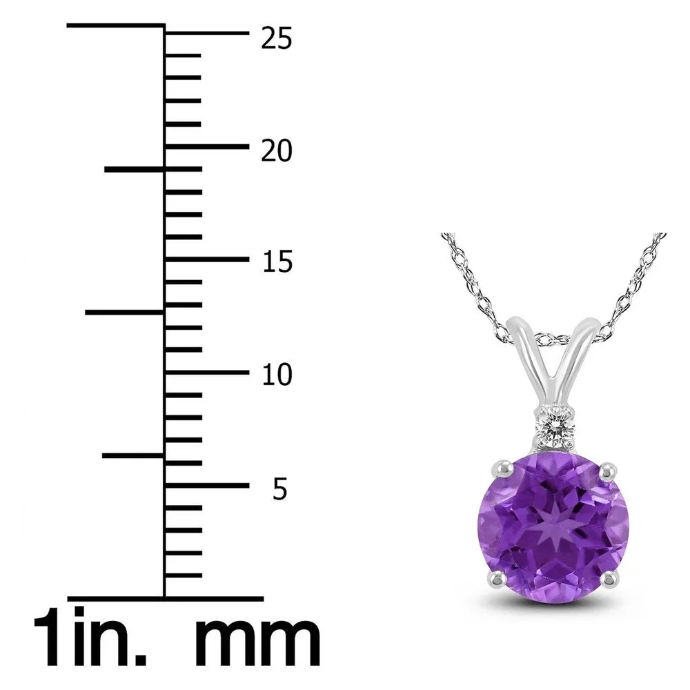 14K White Gold 5MM Round Amethyst and Diamond Pendant sold by Zulily product image thumbnail 3