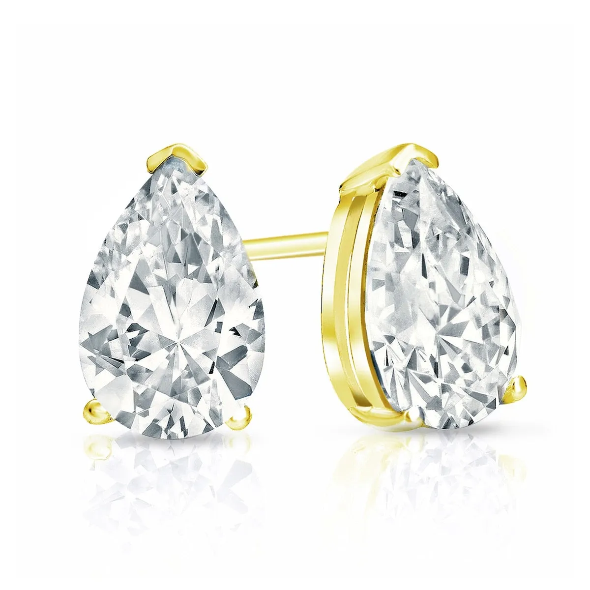 Auriya 14-karat Gold Lab Grown 1.50 carat TDW Pear Diamond Stud Earrings V-End Prong Screw-back sold by Zulily product image thumbnail 3