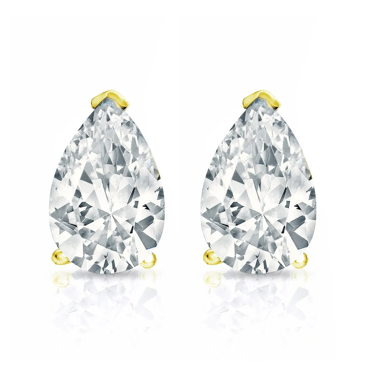 Auriya 14-karat Gold Lab Grown 1.50 carat TDW Pear Diamond Stud Earrings V-End Prong Screw-back sold by Zulily product image thumbnail 4