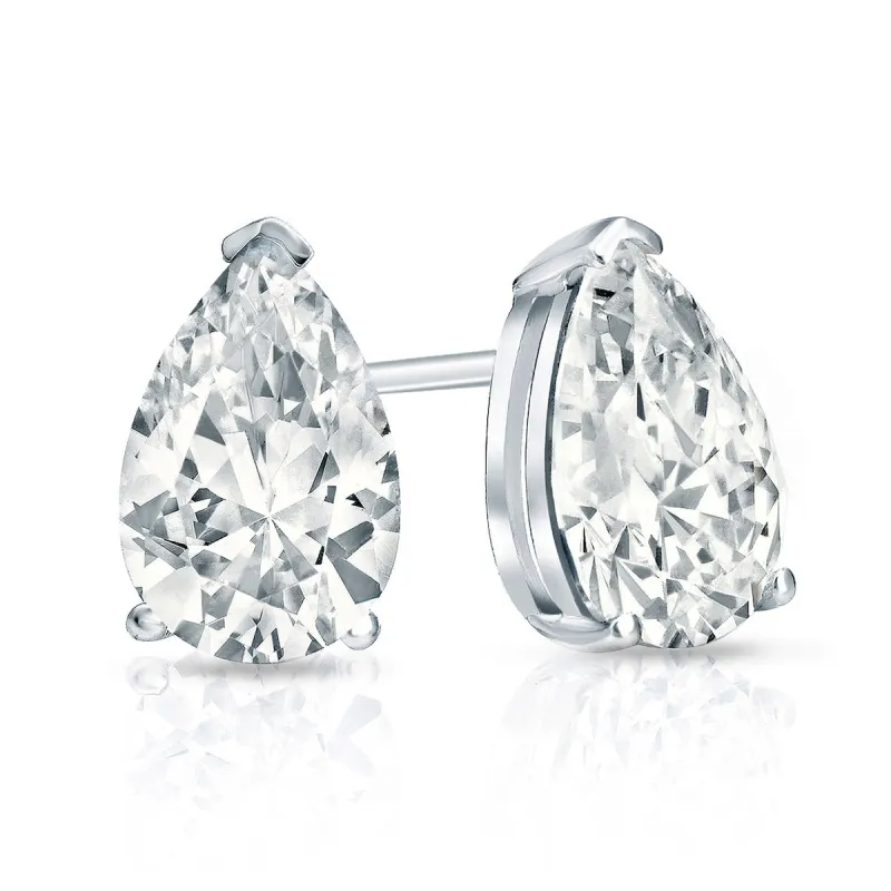 Auriya 14-karat Gold Lab Grown 1.50 carat TDW Pear Diamond Stud Earrings V-End Prong Screw-back sold by Zulily