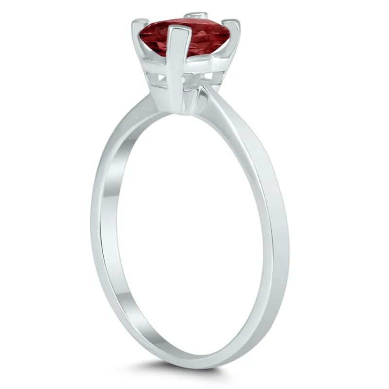 Emerald Shaped 6X4MM Garnet Solitaire Ring in 10K White Gold sold by Zulily