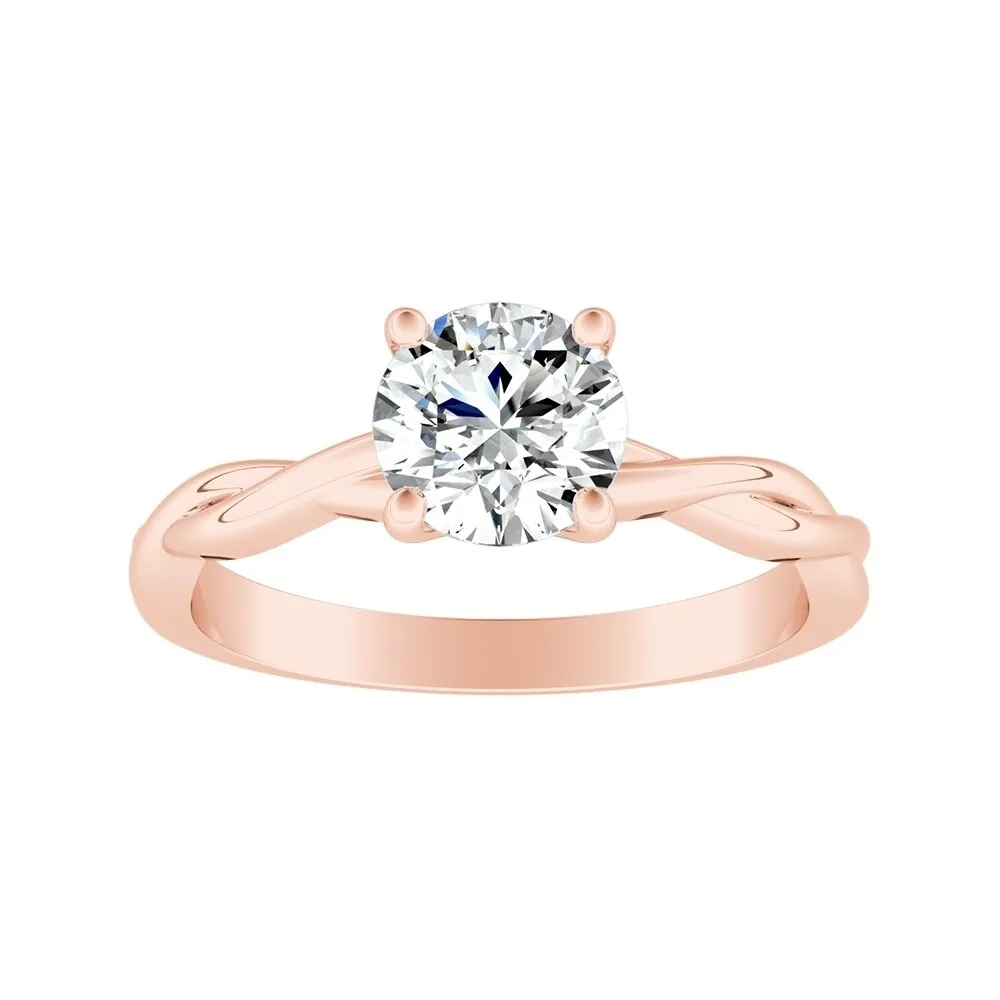Auriya 14k Gold Twisted 4 carat TW Round Solitaire Moissanite Engagement Ring sold by Zulily product image thumbnail 3