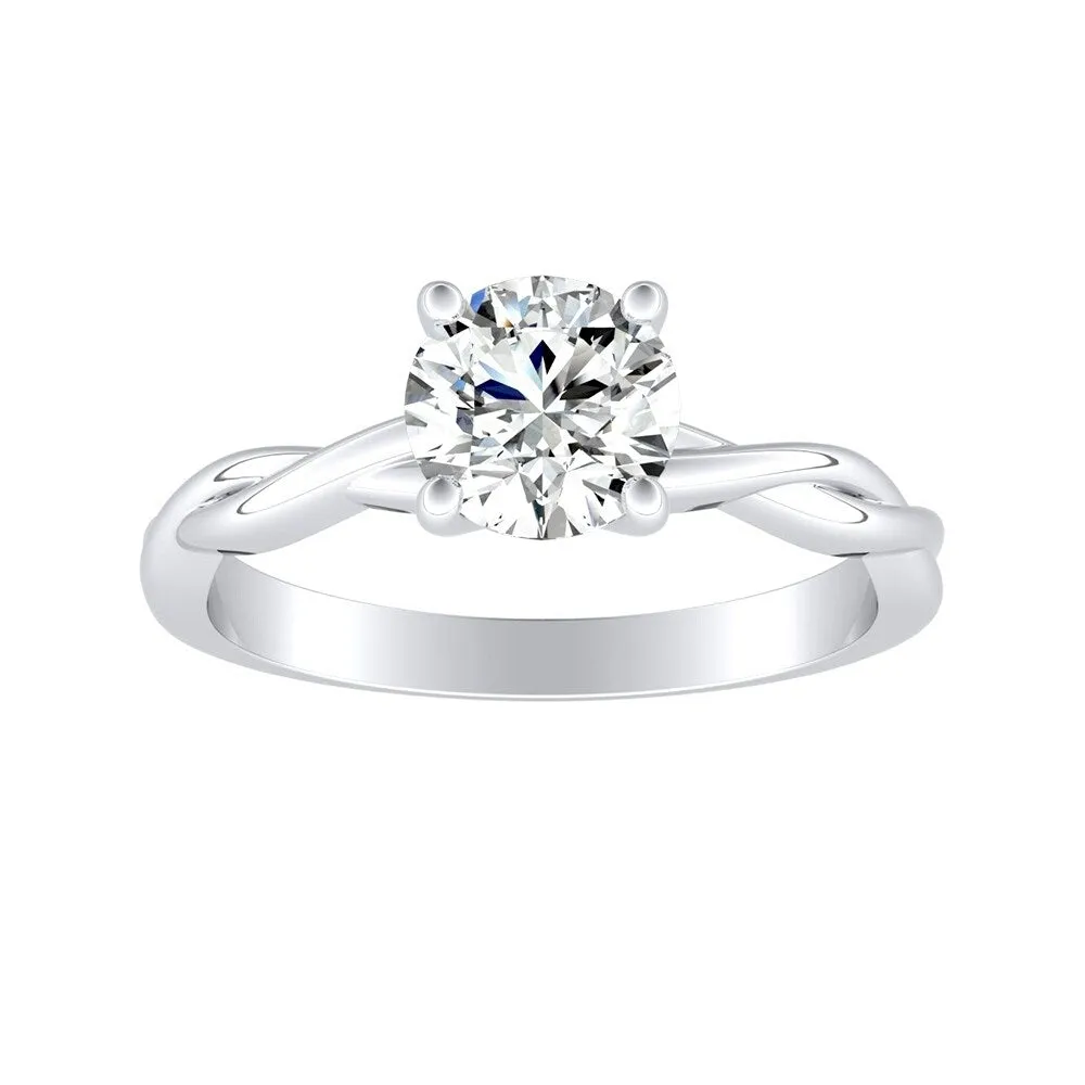 Auriya 14k Gold Twisted 4 carat TW Round Solitaire Moissanite Engagement Ring sold by Zulily