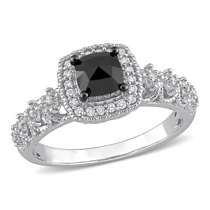Miadora 1 1/8ct TDW Cushion-cut Diamond Vintage Halo Engagement Ring in 14k White Gold sold by Zulily